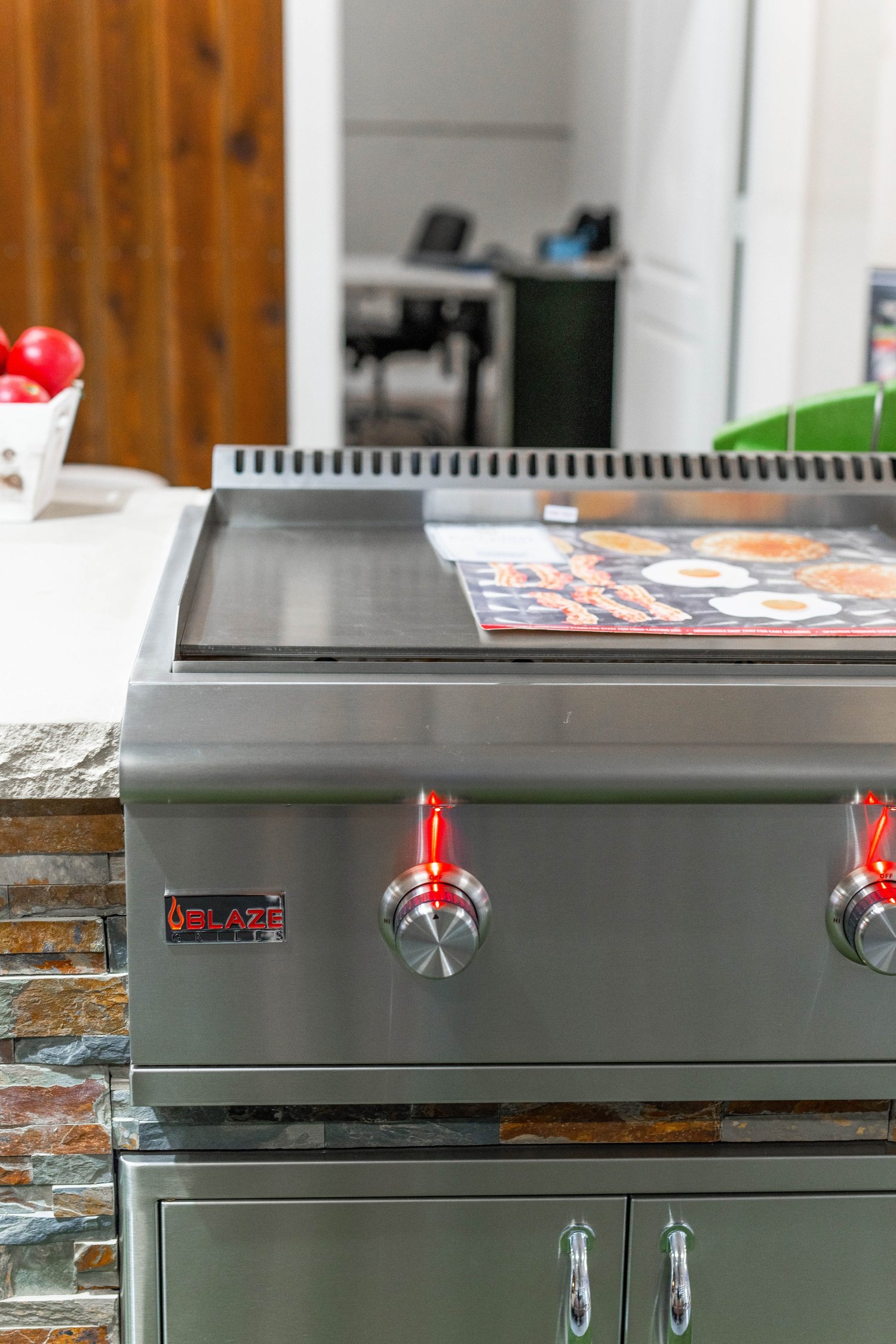 Built-in griddle on display in the showroom